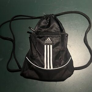 Adidas Black and White Drawstring Backpack